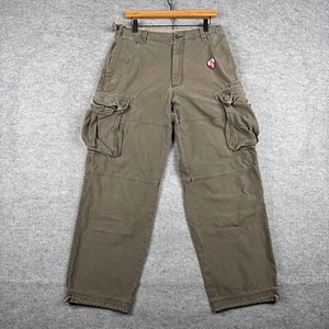 Vintage Old Navy Cargo Pants Mens 31x32 (32x30) Green Baggy Skater Military Y2K - Picture 1 of 12