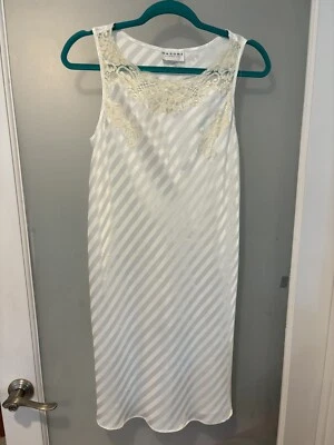 Vestido de Noche Natori Marfil Chemise Vestido sin Mangas con Encaje Talla S Foto 1 de 4