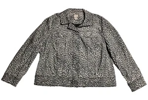 Womens Chicos Animal Print Velveteen Stretch Jacket Zip Button Front Size 3 EUC - Picture 1 of 19