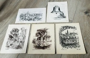 1970s ALEC STERN 5 New Orleans SIGNED ETCHINGS Greeting Card Set - Picture 1 of 24