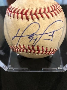 David Ortiz MLB Game Used Autographed Ball 5/20/16 Indians vs Boston - Picture 1 of 8