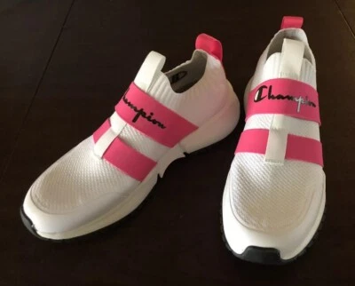 Champion Slip-On 2 band Sneakers Women Size 10W White with Hot Pink trim - Image 1 of 4