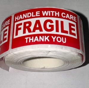 Fragile Aufkleber Handle With Care 20 Stück Bogen Thank You Aufkleber Edel 2x4 - Bild 1 von 3