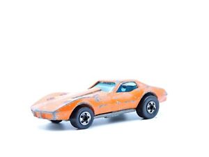 Vintage Hot Wheels Corvette Stingray Orange, SILVER BW Wheels vtg 1975 Chevy