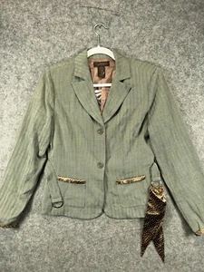 Chadwicks Blazer Jacke Damen Petites 6P grau akzentuiert Gürtel Knopfleiste - Bild 1 von 12