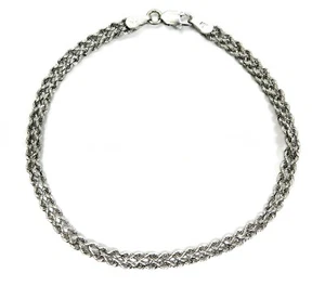 BRACCIALE L@@K Sparkly vero oro bianco 14 carati doppia corda 7" donna ragazza - Foto 1 di 11
