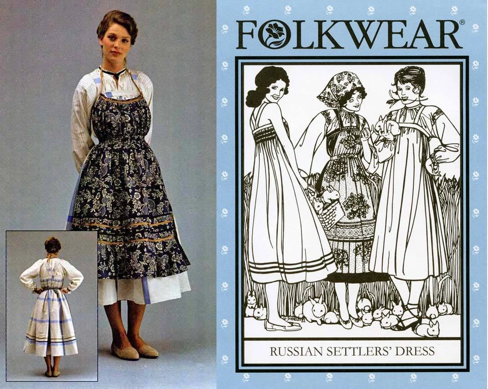 Folkwear Russian Settlers Sewing Pattern 128 Dress & Aprons Ship