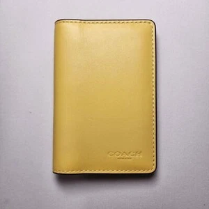 NWT Coach Id License Credit Card Wallet Refined Calf Leather Yellow CJ728 - Picture 1 of 3
