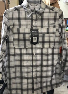 Habit Premier Small Seaside Harbor Mist Plaid Long Sleeve Fishing Shirt - Picture 1 of 5