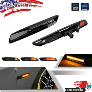 2X For BMW 1 3 5-Series Black Lens F10 Style Sequential Amber Side Marker Lights