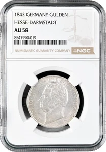 Hesse-Darmstadt 1 gulden 1842, NGC AU58, "Duke Louis II (1830-1848)" Top Pop 1/0 - Picture 1 of 2