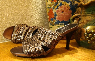 Sandalia Gatito DONALD J PRINER Signature 6 1/2M ALITA Tejido Marrón Hecha en España Foto 1 de 4