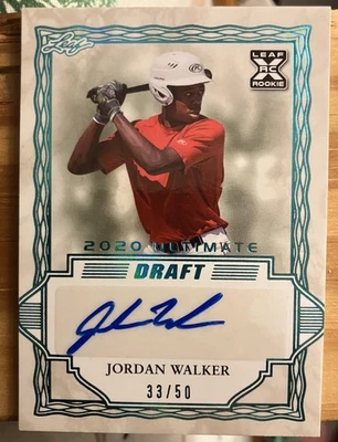 2020 Jordan Walker Leaf Ultimate Draft #BA-JW1 Serial # 33/50 Cardinals RC RARE - Image 1 of 2