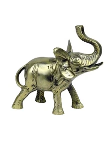 Vintage Brass Elephant Circus Animal 5-3/4" x 4-3/8" (l x h) Trunk Up Good Luck - Picture 1 of 7