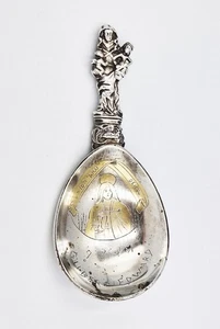 FINA CUCHARA DE BAUTISMO NORUEGA DE PLATA MACIZA DORADA PAQUETE c1901 MARIUS HAMMER - Imagen 1 de 12
