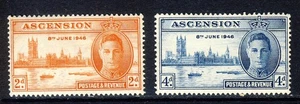ASCENSION King George VI 1946 The Victory Set SG 48 & SG 49 MINT - Picture 1 of 2