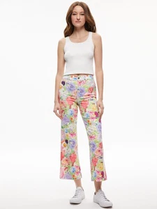 Pantalones de mezclilla recortados ALICE + OLIVIA tiro alto estampado floral multicolor talla 26 - Imagen 1 de 24