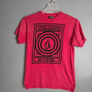 Volcom Surfing Shirt Mens S Red Cotton Black Stone Logo Graphic Tee Skate Be - Picture 1 of 3