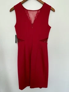 NWT Guess Womens White Red Polyester Placed-Floral Sheath Dress $108 Size 4 - Picture 1 of 6