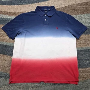 Polo Ralph Lauren Hemd Herren L Large Blau Custom Slim Fit Dip Dye Golf Golf - Bild 1 von 8