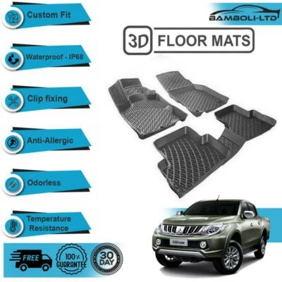 3D Molded Interior Car Floor Mat for Mitsubishi L200 Triton 2005-2018(Black) - Image 1 of 4