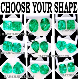 Natural Emerald Mixed Shape 8 to 10 Ct Certified Colombian Pair Loose Gemstone - Picture 1 of 89
