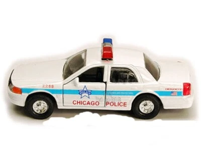 CHICAGO  Police  Car 1/43 diecast with Pull Back Motor Action - White 5" long - Image 1 of 2