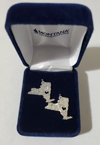 Montana Silversmiths State Charm Dangle Earring Smooth Silver Heart New York USA - Picture 1 of 3