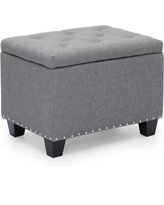 MoNiBloom 24 Inch Storage Ottoman Bench, Contemporary Grey Linen Foot  - Image 1 of 4