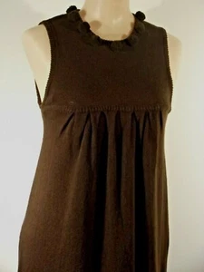 Vestido sin mangas Milly New York marrón algodón tejido, S, escote pom pom, Usado en excelente condición - Imagen 1 de 4