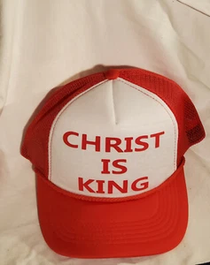 CHRIST IS KING KNOPFRÜCKEN TRUCKER NETZ RÜCKSEITE ROT MÜTZE - Bild 1 von 1