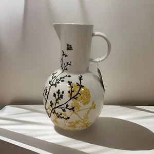 NWT Tag Brand Let It Bee Water Jug Pitcher Bees Flowers Textured Long Neck - Picture 1 of 7