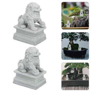 2 Pares Estatua de León Figura de León Bonsai Miniatura Estilo Chino Estatuas de León - Imagen 1 de 12