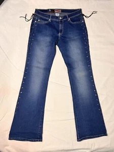 NWT Z Cavaricci Bootcut Low Rise Women's Studded Blue Jeans Size 11 Vintage Y2K - Picture 1 of 14