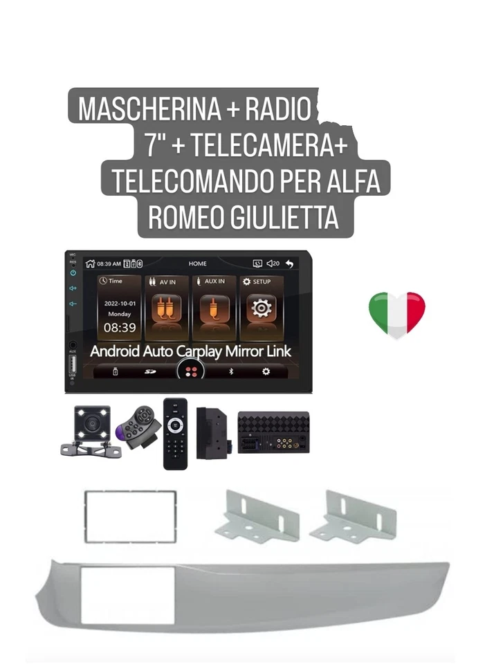 RADIO 2 DIN WINDOWS PER ALFA ROMEO GIULIETTA + MASCHERINA BLUETOOTH CARPLAY NAVI - Immagine 1 di 1