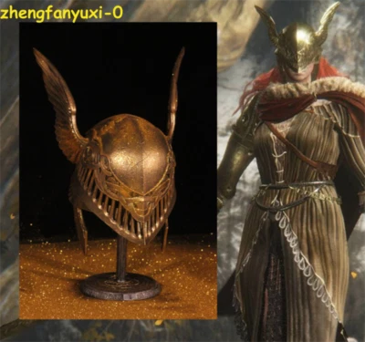 Valkyria Malenia Cosplay Gold Helmet 1:1 Wearable FRP Mask Prop Collection Gift - Image 1 of 4