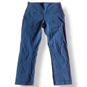 Lululemon Navy Blue Cropped Yoga Athleisure Workout Loungewear Pants Size 8 - Picture 1 of 6