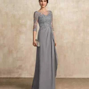Elegant Mother of the Bride Dresses Half Sleeve Appliques Wedding Party Gowns - Picture 1 of 14