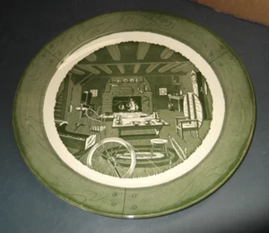 GREEN COLONIAL HOMESTAND BY ROYAL CHINA 12" ROUND CHOP CHARGER PLATE PLATTER - Picture 1 of 4