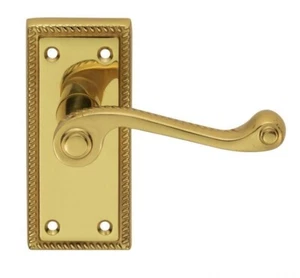 Carlisle Georgian Lever Latch Door Handle Set Inc Latch Hinges Polished Brass - Picture 1 of 3