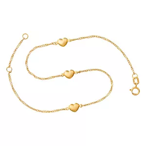 Fußkette 333 Gelbgold Herze Kette 8 Karat 25cm Zwischenöse bei 22,5cm Neu - Bild 1 von 4