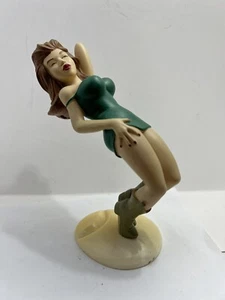 Vntg Bottoms Up R Demars Ganz Soda/Beer Can Holder GreenDress Brunette Rare 1980 - Picture 1 of 8