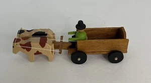 Wooden toy wagon with driver and horses Ergebirge Putz Germany #2 - Picture 1 of 5