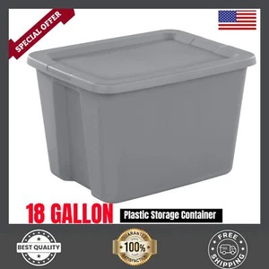 Sterilite Large Storage Bin, Plastic Storage Container with Snap-On Lid, Gray-18 - Picture 1 of 11