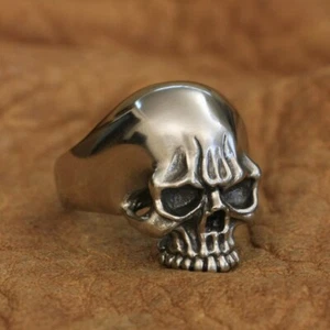 Cupronickel Skull Ring Biker Rock Punk Jewelry CP60C UK Size N½~Z4 - Picture 1 of 27