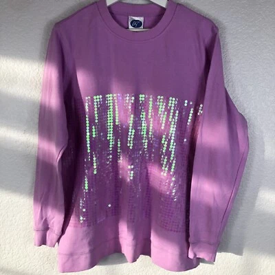 DG by Diane Gilman Women's Sz L Sweatshirt Pink with Iridescent Sequins  — 第 1/4 张图片