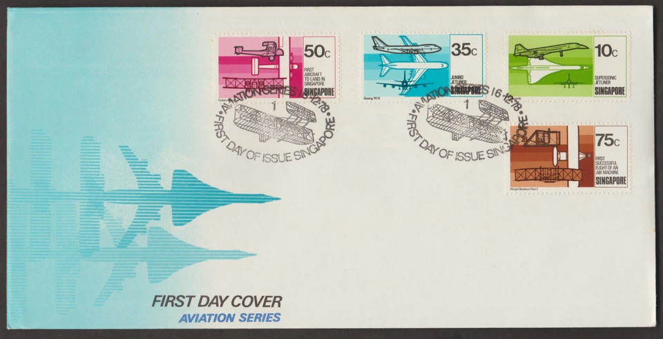 (SF74)MALAYSIA SINGAPORE 1978 AVIATION SET 4V ON FDC. 2017 ISC CAT RM 18 - Image 1 of 1