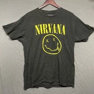 Nirvana Smiley Face Band Promo T Shirt Adult Large Black Cotton Mens - Picture 1 of 9