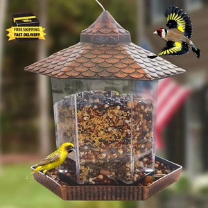 Bird Feeders for Outdoors Hanging, Red Copper Gazebo Bird Feeder for Roof Yard G - Picture 1 of 7