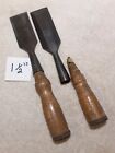 Stanley Usa 1 1/2" And Defiance By Stanly 1 1/2" Vintage Wood Chisels Lot